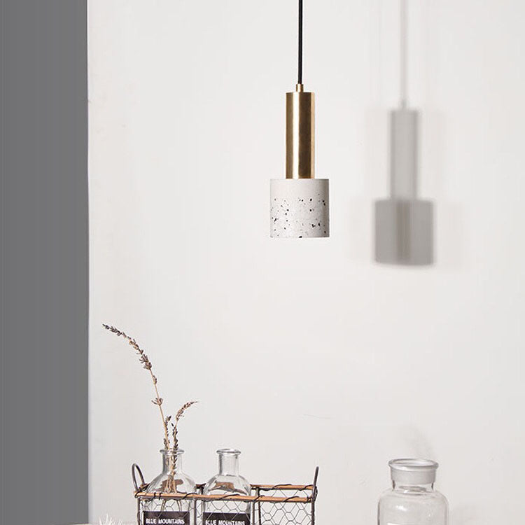 Moderne nordische Pendelleuchte aus farbigem Terrazzo und Metall mit 1 Flamme für das Wohnzimmer 