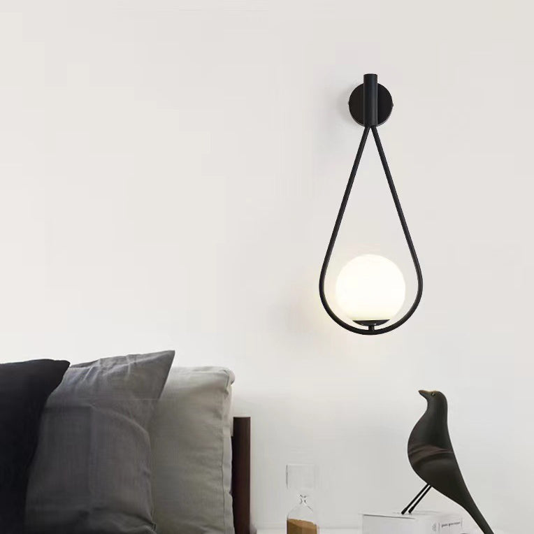 Modern Luxury Teardrop Round Ball Iron Glass 1-Light Wall Sconce Lamp