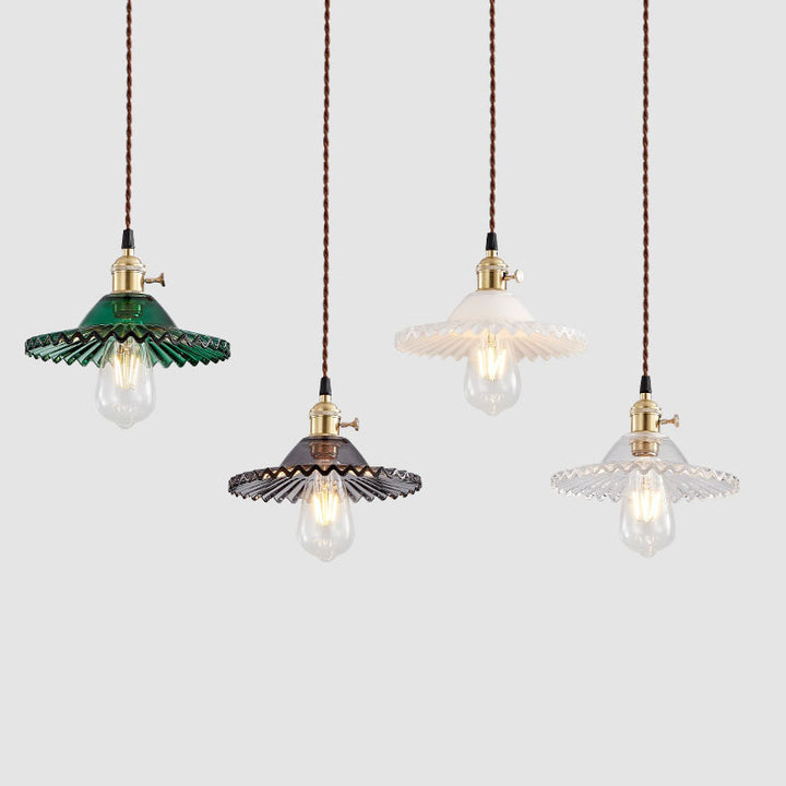Lustre suspendu en verre rustique vintage européen à 1 lumière cuivre 