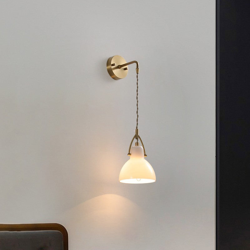 Europäische minimalistische 1-flammige Wandleuchte aus Messingglas 