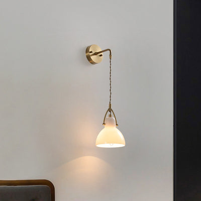 European Minimalist All Brass Glass 1-Light Wall Sconce Lamp