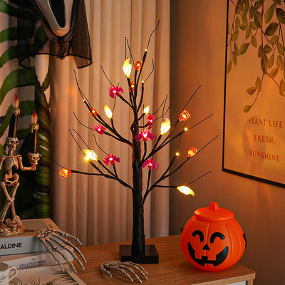 Halloween Baum Licht Kürbis Fledermäuse Simulation Baum Licht USB Batterie Dekoration Tischlampe