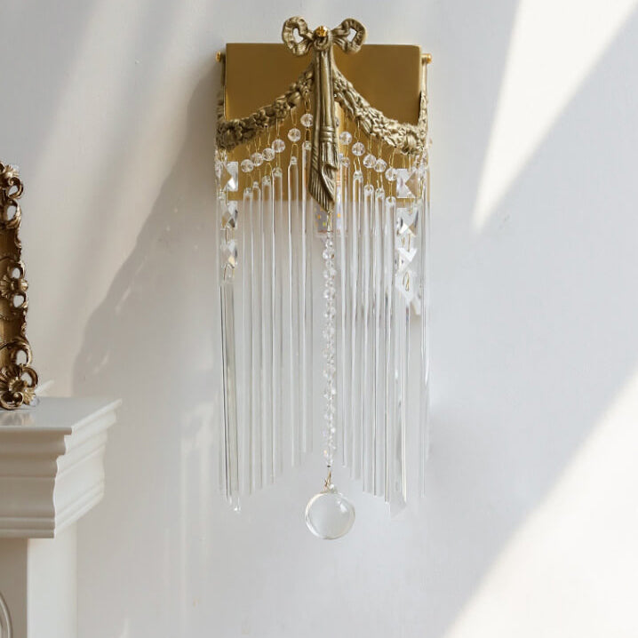 Französische Moderne Luxus Bogen Messing Kristall 1-Licht Wandleuchte 