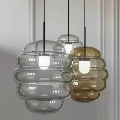 Modern Creative Shapes Clear Glass Metal 1-Light Pendant Light