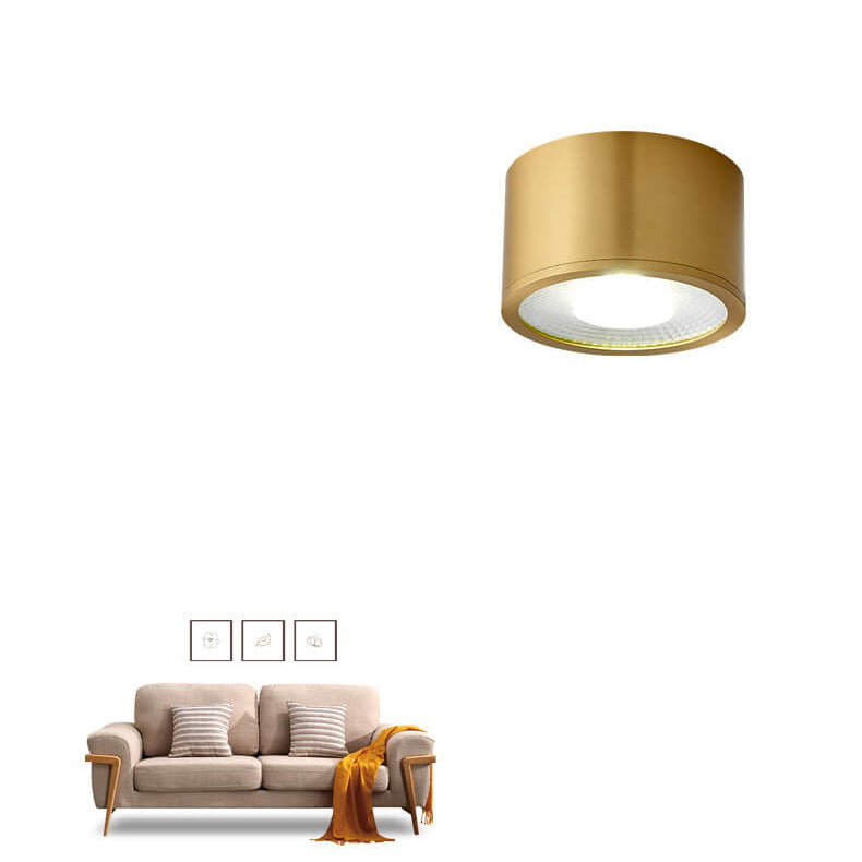 Modern Cylindrical Brass LED Spotlight Flush Mount Ceiling Light