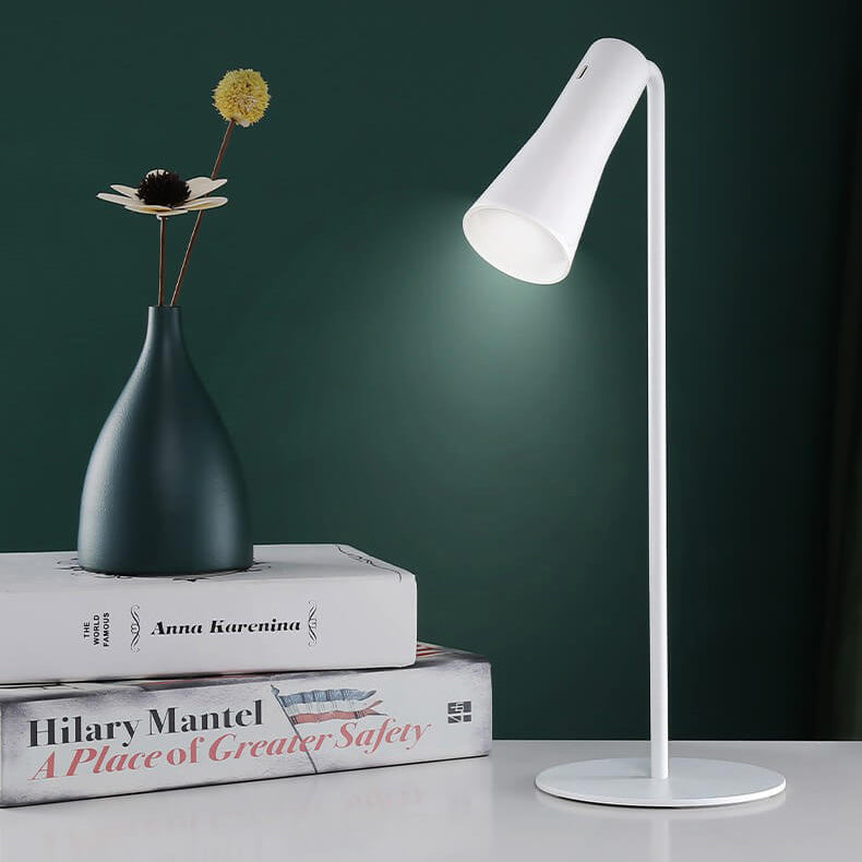 Modern Minimalist ABS Iron Cone White USB Charging Eye Protection LED Desk Lamp For Bedroom