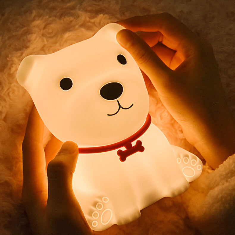 Lámpara de Mesa LED Luz Nocturna USB de Silicona Creativa de Cachorro Adorable 