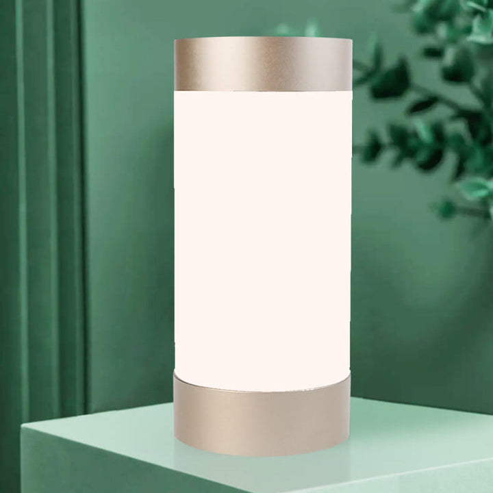 Moderne minimalistische zylindrische Aluminium-Acryl-USB-LED-Tischlampe 