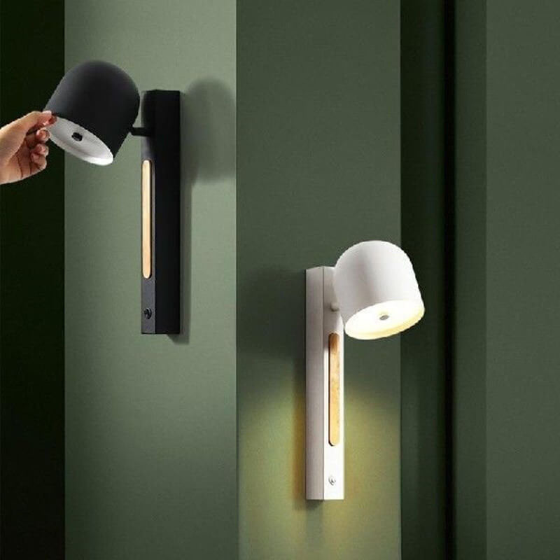 Nordic Light Luxury Runde LED-Wandleuchte aus Eisenholz 