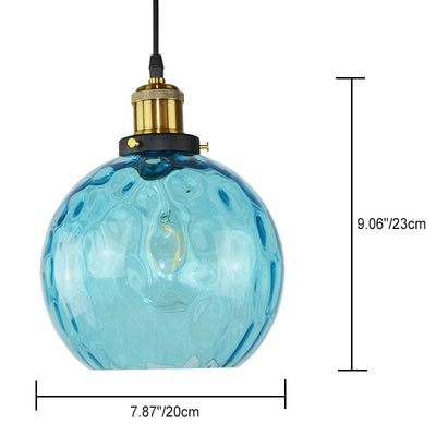 Contemporary Coastal Orb Aqua Glass 1-Light Pendant Light For Bedroom