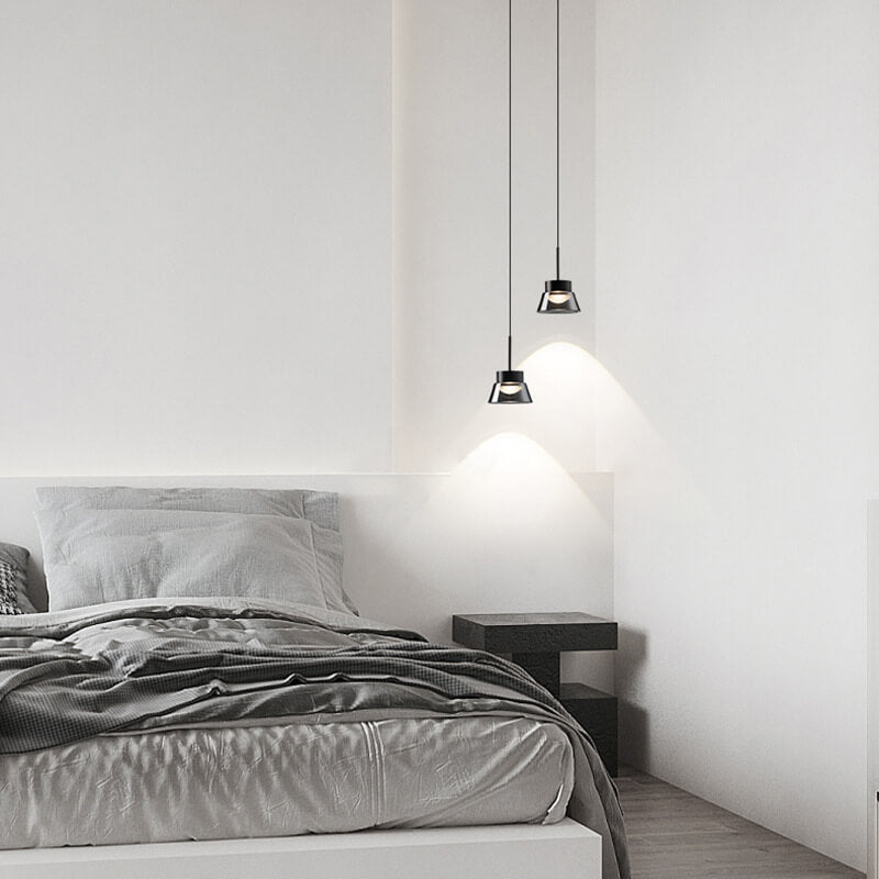 Modern Minimalist Smoke Gray Aluminum Glass Cone Acrylic LED Chandelier for Living Room