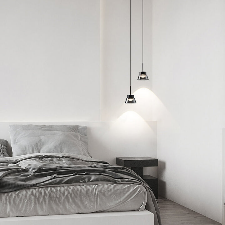 Modern Minimalist Smoke Gray Aluminum Glass Cone Acrylic LED Chandelier for Living Room