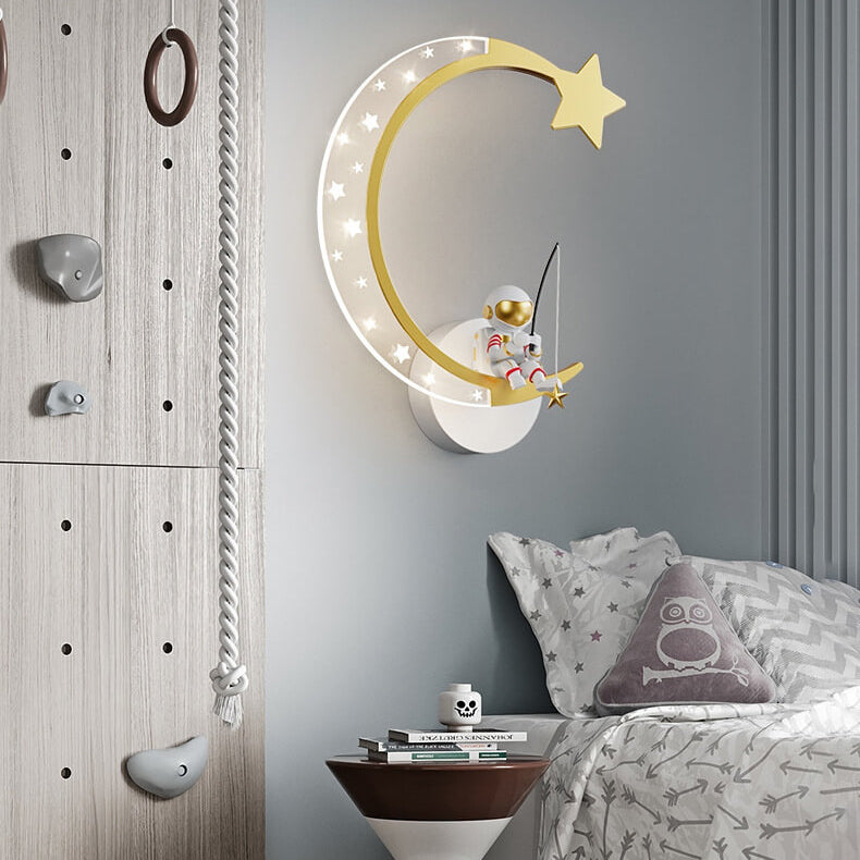 Creative Cartoon Astronaut Star Moon Kids LED Wall Sconce Lamp