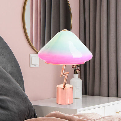 Modern Creative Colorful Mushroom Hardware Glass LED Table Lamp