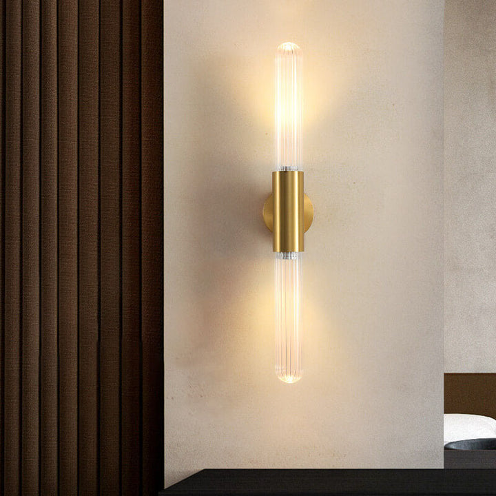 Moderne Leichte Luxus Lange Gold Klare Kupfer Glas 1-Licht Wandleuchte Lampe 