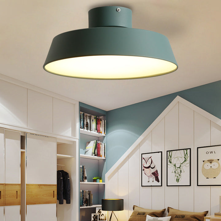 Contemporary Scandinavian Round Pot Iron LED Flush Mount Ceiling Light for Living Room