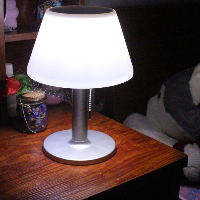 Modern Minimalist Solar Powered Cone Induction PP ABS Waterproof LED Table Lamp For Outdoor