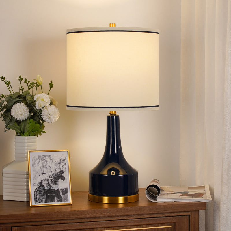 Modern Light Luxury Fabric Cylinder Water Drop Jar 1-Light Table Lamp