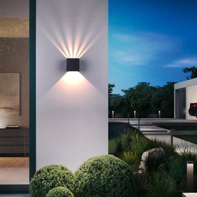 Modern Solid Color Aluminum Square LED Outdoor Waterproof Wall Sconce Lamp