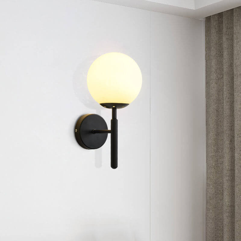 Nordic Minimalist Round Ball Iron Glass 1-Light Wall Sconce Lamp