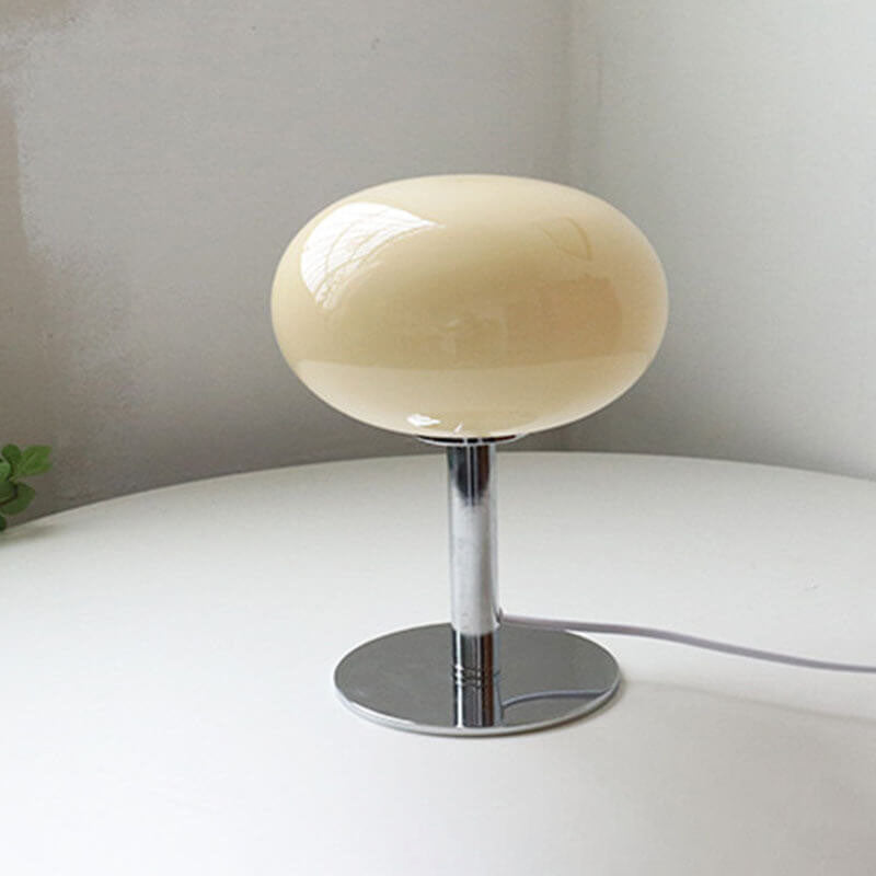 Nordic Vintage Cream Round Glass 1-Light Table Lamp