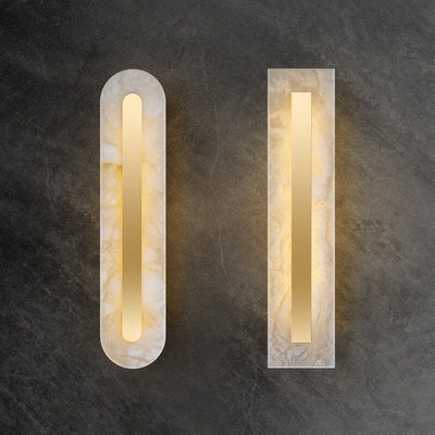 Light Luxury Brass Marble Oval Square LED Wall Sconce Lamp