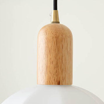 Suspension Luminaire 1 Lumière en Noyer Moderne avec Abat-Jour en Verre Vintage 
