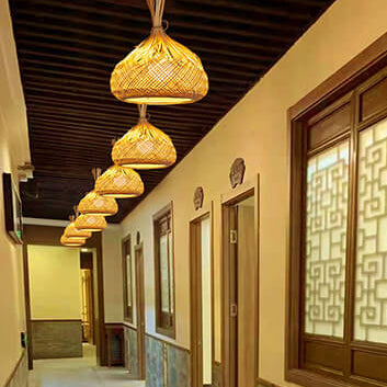 Modern Bamboo Weaving Pear Drop 1-Light Pendant Light