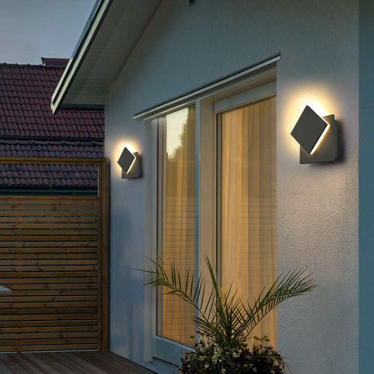 Modern Minimalist Waterproof Square Flat Geometric Aluminum PC LED Wall Sconce Lamp