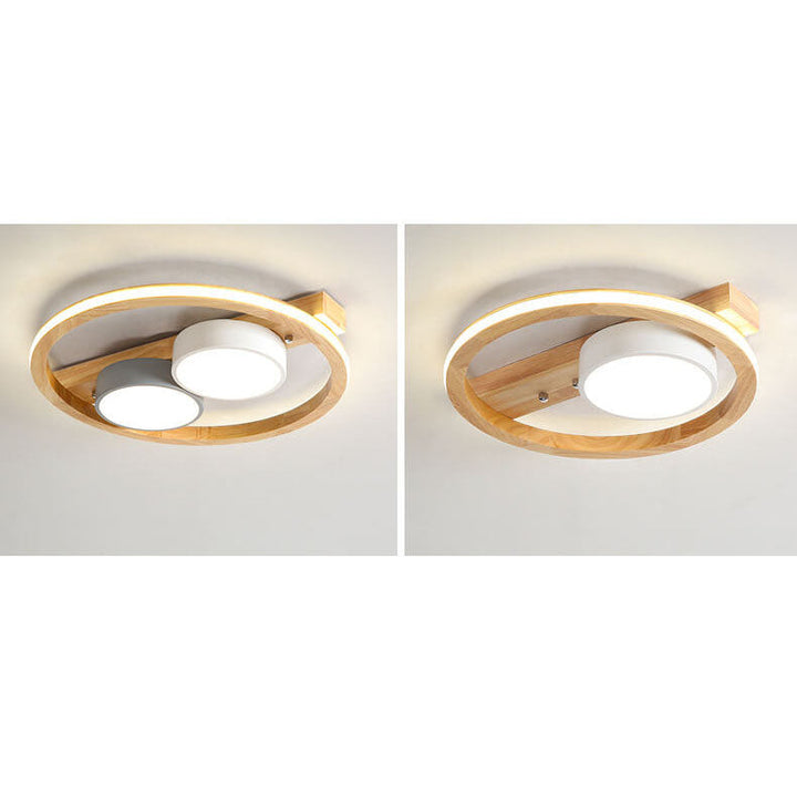 Skandinavische minimalistische Massivholz Acryl Runde LED Unterputz Deckenleuchte 