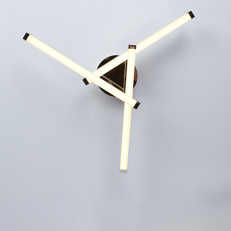 Modern Minimalist Stainless Steel Iron Triangular Hollow LED Semi-Flush Mount Ceiling Light For Living Room &amp; Bedroom