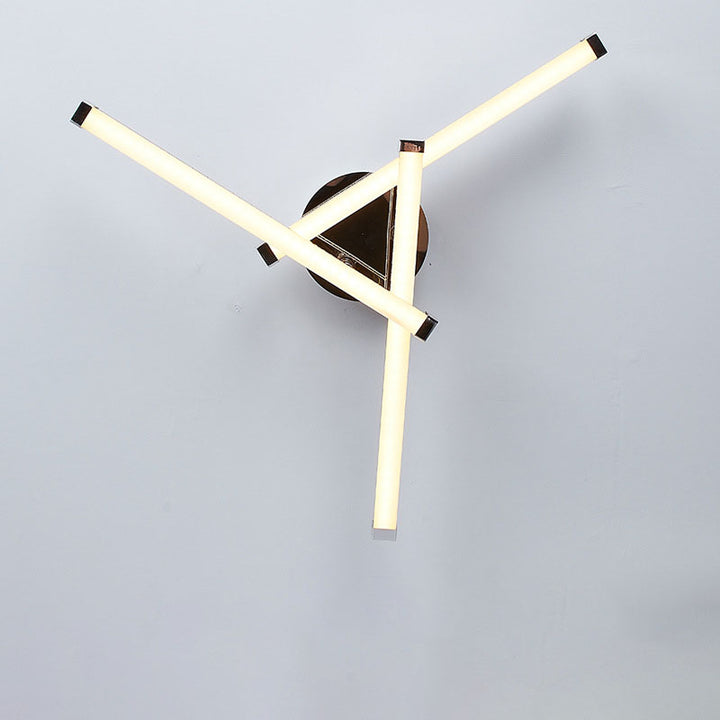 Modern Minimalist Stainless Steel Iron Triangular Hollow LED Semi-Flush Mount Ceiling Light For Living Room &amp; Bedroom