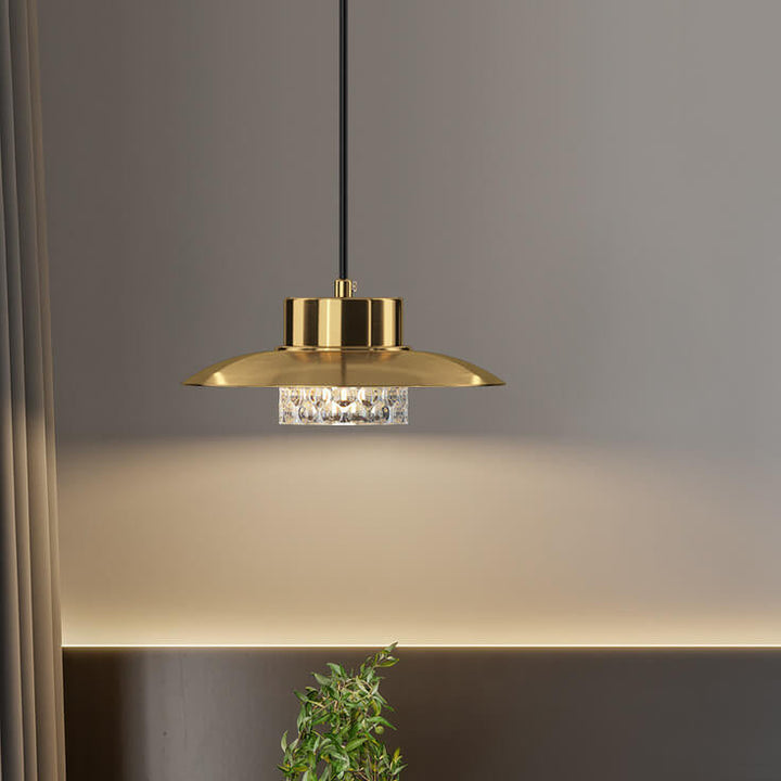 Lámpara colgante LED de lujo nórdico con cúpula de cobre completo 