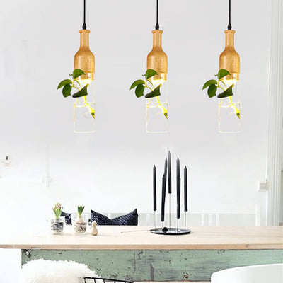 Nordic Creative Glass Bottle Hydroponic Plants 1-Light Pendant Light