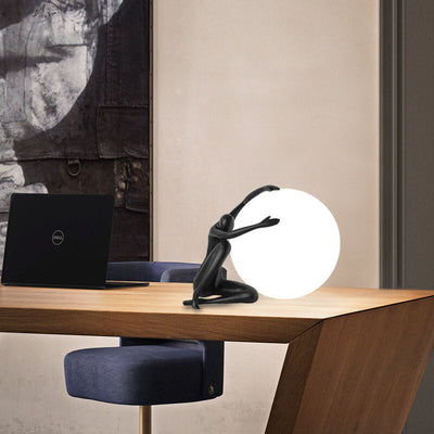 Modern Creative Human Ball Sculpture Resin Plastic 1-Light Table Lamp