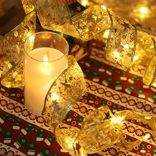 Lumières LED de Noël en fil de cuivre Rubans lumineux Nœud papillon Rubans lumineux Guirlande Accessoires Lumières décoratives 