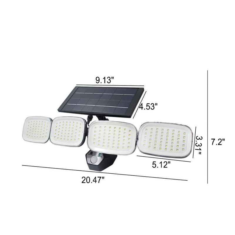 Solar-LED-vierköpfige drehbare menschliche Körper-Induktions-Garten-Straßenlaterne-Außenleuchte