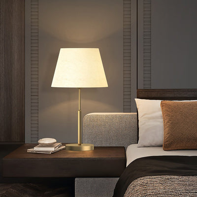 Modern Minimalist Light Luxury All Brass Fabric 1-Light Table Lamp