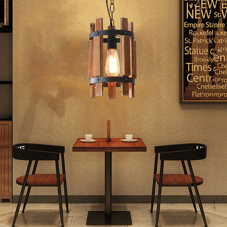 Industrial Style Creative Retro Wood 1-Light Pendelleuchte 