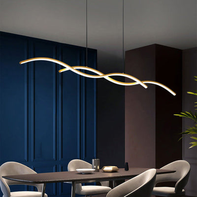 Nordic Minimalist Long Strip Wave Design Island Light LED Chandelier