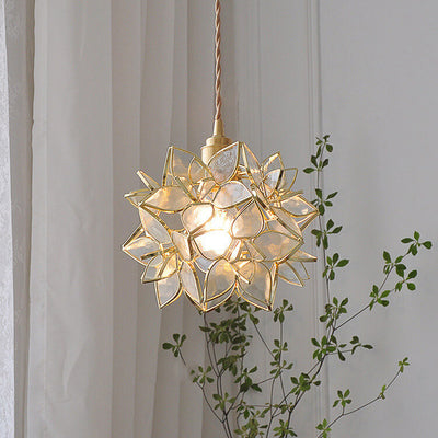 Französische Luxus Glas Gardenia Petal Ball 1-Licht Pendelleuchte