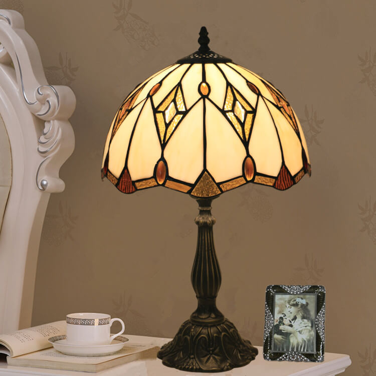 Lampe de Table à 1 Lumière en Verre Tiffany Baroque Gems Dome 