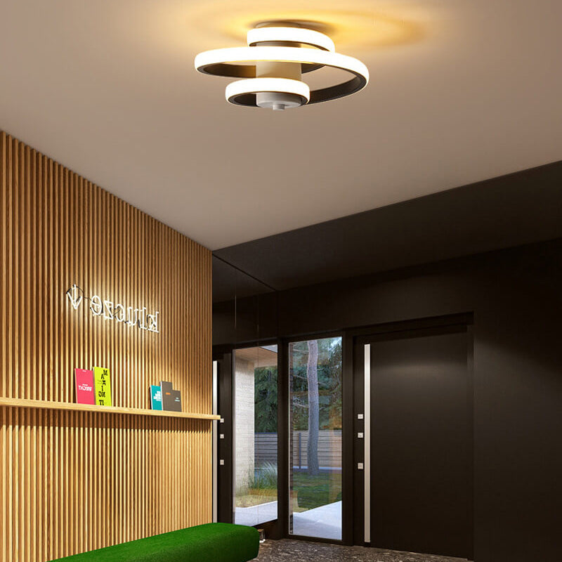 Nordic Minimalist Aluminum Ribbon Spiral Design LED Flush Mount Light