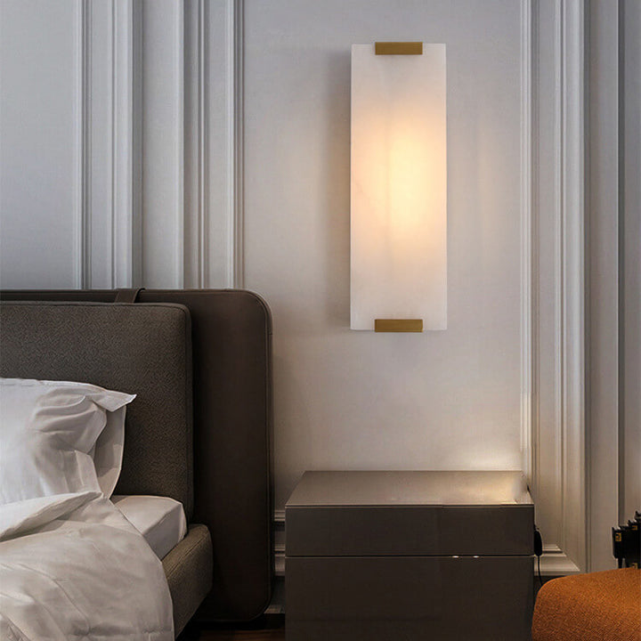 Contemporary Nordic Copper Marble Strip Design 3-Light Wall Sconce Lamp for Living Room