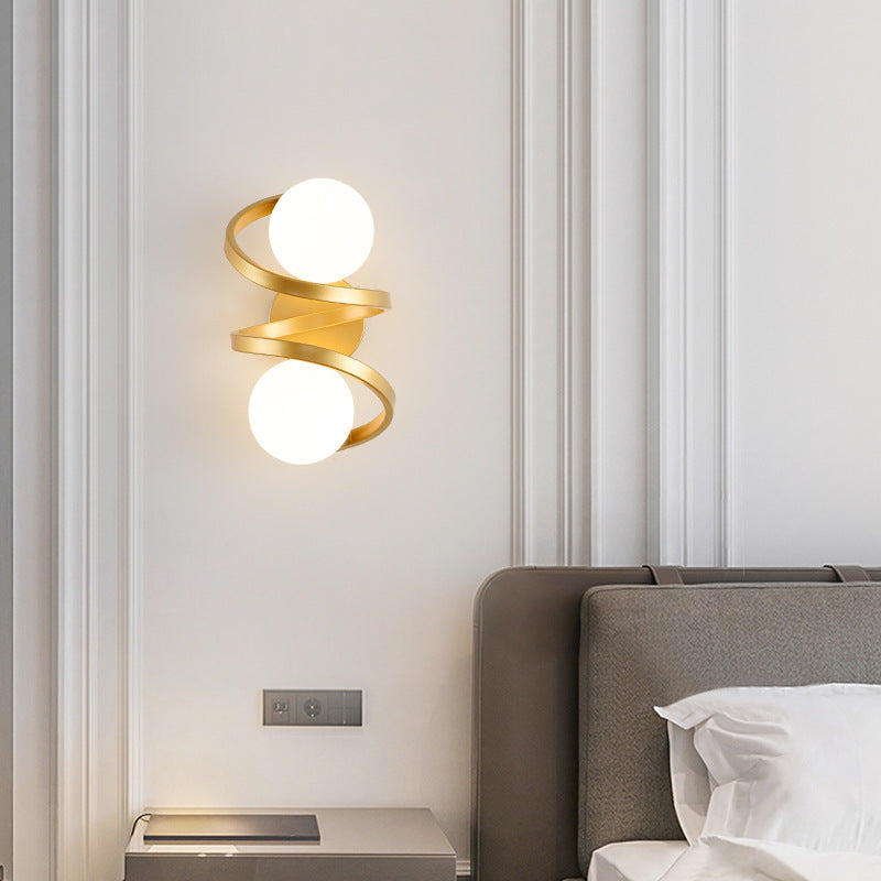 Moderne, minimalistische, runde, kugelförmige Glas-Wandleuchte mit 2 Leuchten 