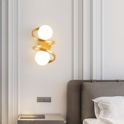 Modern Minimalist Round Ball Iron Glass 2-Light Wall Sconce Lamp
