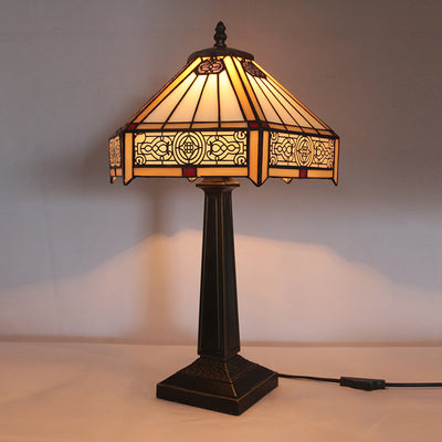 European Vintage Tiffany Alloy Glass 1-Light Table Lamp