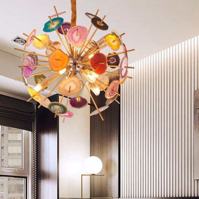 Nordische bunte Achatkugel-Design 12/24 Licht Kronleuchter 