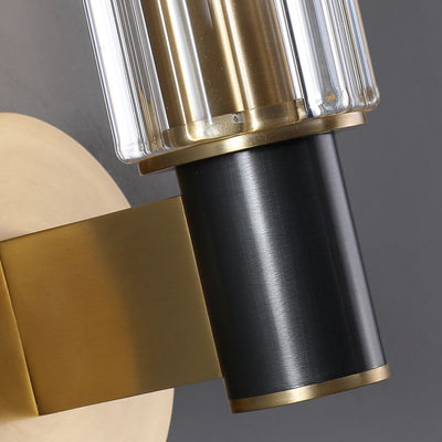 Modern Luxury Glass Cylinder Brass 1/2 Light Wall Sconce Lamp