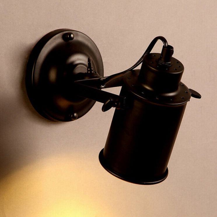 Lampe murale à un feu en fer cylindrique vintage traditionnel pour chambre 